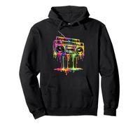 Retro Boombox Drip 1980s Street Art Graphic Pullover Hoodie