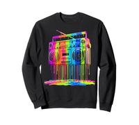 Retro Boombox Drip 1980s Street Art Graphic Sweatshirt