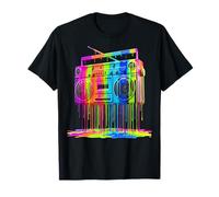 Retro Boombox Drip 1980s Street Art Graphic T-Shirt