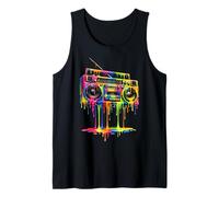 Retro Boombox Drip 1980s Street Art Graphic Tank Top