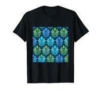 Retro-Botanik-Blattmuster in Blau und Grün mit Blumenmotiv Preisgünstiges Grafik-T-Shirt