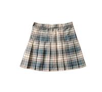Retro College-Stil Faltenrock Damen Sommer Karierter Rock Hohe Taille Schlankmachender A-Linien-Rock-Grün kariert-L
