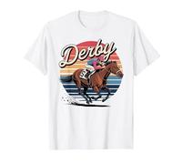 Retro Derby Pferderennen Vintage Jockey & Rennpferd T-Shirt, Herren, Weiß, XL