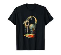 Retro Drip Vibrant Kopfhörer Art Splash Geschenke T-Shirt