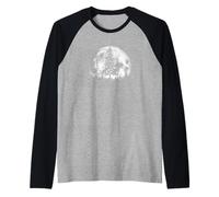 Retro Full Moon & Minimalist Pine Tree Vintage Graphic Raglan