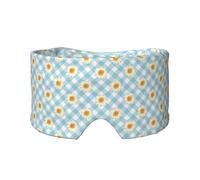 Retro Gänseblümchen Blumen Blau Karomuster, Vollständige Augenabdeckungen, lichtblockierende Augenmaske, Schlafaugen- und Ohrenschützer