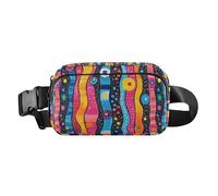 Retro-Graffiti-Kunst, bunte Streifen, rund, modische Hüfttasche für Damen und Herren, Mehrzweck-Bauchtasche mit verstellbarem Riemen für Reisen, Laufen, Wandern