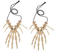 Retro-Halskette mit Totenkopf- und Handknochen-Anhänger für Halloween, 2-teiliges Cosplay-Halsband aus Kunstharz