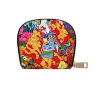 Retro-japanische Geisha-Mädchen, Kreditkartenetui für Damen und Herren, Leder, Reißverschluss, Kartenetui, Akkordeon-Kartenetui, kleine Geldbörse für Reisen, weiß, Einheitsgröße