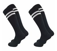 Retro Kniestrümpfe mit stylischen Streifen aus Baumwolle | Weiß & schwarz | Herren (2 Paar) - Schwarz Retro / 47 - 50