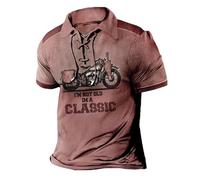 Retro Motorrad 3D Printed Polo Shirt für Männer Sommer Kurzarm T-Shirt Mode Lace Up Polo Drawstring Sport Fitness Top