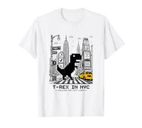 Retro NYC Pixel T-Rex In NYC Dinosaur Yellow Taxi Graphic T-Shirt