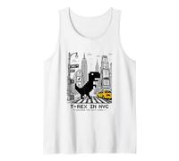 Retro NYC Pixel T-Rex In NYC Dinosaur Yellow Taxi Graphic Tank Top