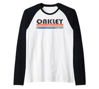 Retro Oakley T-Shirt Vintage 1980er Stil Oakley CA Raglan T-Shirt Schwarz Klein Unisex Erwachsene Retro-Enthusiasten Oakley-Fans Casual Raglanärmel T-Shirt