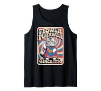 Retro Peace Cat Flower Purrwer, USA, 1776, Spirit and Joy Tank Top