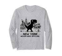 Retro Pixel T-Rex In NYC Dinosaur Yellow Taxi Graphic Langarmshirt