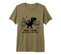 Retro Pixel T-Rex In NYC Dinosaur Yellow Taxi Graphic Premium T-Shirt