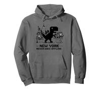 Retro Pixel T-Rex In NYC Dinosaur Yellow Taxi Graphic Pullover Hoodie