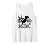 Retro Pixel T-Rex In NYC Dinosaur Yellow Taxi Graphic Tank Top