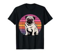 Retro Pug Art Vintage Sunset Dog Lover Sunset Pug Pet T-Shirt