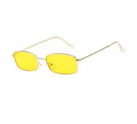 Retro Rechteckige Sonnenbrille Herren Damen Kleine Brille Polarisierte Sonnenbrille Leichtgewicht Clear Lens Party Brille Freien Eyewear Outdoor UV400 Brille Vintage Sommer Strand (Yellow, One Size)