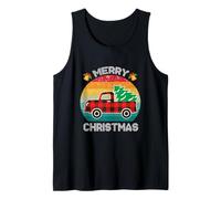 Retro Red Truck Buffalo Plaid Weihnachtsbaum Merry Christmas Tank Top