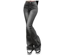 Retro Schlagjeans Damen High Waist - Slim Fit Stretch Bootcut Jeanshose, Ausgestellte Jeans Vintage Style, Elegante & Lange Freizeithose für einen Schlanken Look