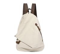 Retro Segeltuch Rucksack Canvas Vintage Rucksäcke Echtleder Daypack Reisetasche Schulterrucksack für Herren Damen (6882-Canvas-Beige)