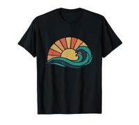 Retro Sonne Welle Vintage Strand Meer Sonnenuntergang T-Shirt
