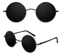 Retro Sonnenbrille Herren Damen Rund Polarisiert UV400 Metallrahmen