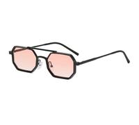 Retro-Sonnenbrille mit Doppelsteg für Herren, kleine quadratische Polygon-Sonnenbrille, modische, klare Ozean-Farbverlaufsgläser, Brillen für Damen, Metallrahmen, Rosa Farbverlauf, Einheitsgröße