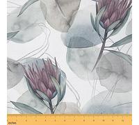 Retro Stoff Durch Den Hof Bauernhaus Stil Lila Blumen Wasserdichter Stoff Vintage Aquarell Blätter Druck 276x150