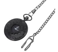 Retro Taschenuhr mit Kette, Römischen Ziffern und Deckel, Schwarz
