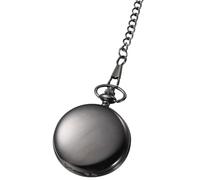 Retro Taschenuhr Schwarz, mit Zwei Zifferblättern, Quarz, Legierung | Glattes Gehäuse, Klassische Form, Lange Kette, Modern und Fein, Dekorativ für Damen