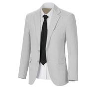 Retro Tweed Herren Anzugjacken Fischgrätenmuster Slim Fit Sport Mäntel Blazer Abschlussball Business Casual Herren Smoking Jacke Hochzeit Blazer, silber, XS
