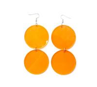 Retro Vintage 70s 70er orange Scheiben Ohrringe Miniblings Hänger Kreis Hippie Boho Acrylglas - Handmade Modeschmuck I Ohrhänger Ohrschmuck versilbert