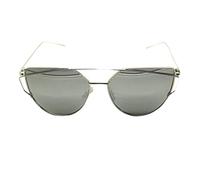 retroUV® Arbeiten Sie Frauen Katzenaugen Sonnenbrille Klassische Marken Designer Twin Beams Sonnenbrille Dame Beschichtung Spiegel Flat Panel Objektiv Gläser (Gold Rahmen/Silber Linse)