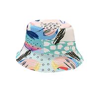 Reversible Strand Sonnenhut Unisex Baumwolle Bucket Hat,Herren Damen Blumen/Flamingo/Pflanze Druck Muster Eimer Hut Fischerhut Bunt Freizeithut Schlapphut Fishermütze Sommerhut Faltbar Anglerhut 1