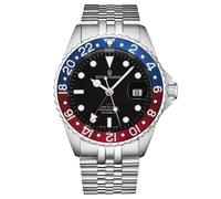 Revue Thommen Armbanduhr Automatic Diver' GMT Black Dial Blue and Red Armband E...