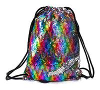 REYOK Pailletten Rucksack, Pailletten Tasche Kordelzug Pailletten Rucksack Pailletten Reversible Glitter Meerjungfrau Tunnelzug Sportbeutel Tanz Strandbeutel für Erwachsener Kinder
