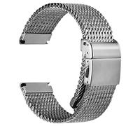 REZERO Edelstahl-Uhrenarmbänder, 316L Milanaise Stahl Mesh-Uhrenarmband, Metall-Armband für Uhr 19/20/21/22/24mm, Galvanisierter Schwarz/Gebürsteter Silber für Herren, Damen