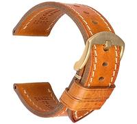 REZERO Handgefertigtes Echtleder-Uhrenarmband, Pflanzengegerbtes Leder, Ölgewachste Ersatzarmbänder 18mm 19mm 20mm 21mm 22mm 23mm 24mm 26mm für Herren, Damen