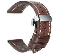 REZERO Handgefertigtes Echtleder-Uhrenarmband, Pflanzengegerbtes Leder, Ölgewachste Ersatzarmbänder 18mm 19mm 20mm 21mm 22mm 23mm 24mm 26mm für Herren, Damen