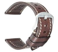 REZERO Handgefertigtes Echtleder-Uhrenarmband, Pflanzengegerbtes Leder, Ölgewachste Ersatzarmbänder 18mm 19mm 20mm 21mm 22mm 23mm 24mm 26mm für Herren, Damen