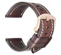 REZERO Handgefertigtes Echtleder-Uhrenarmband, Pflanzengegerbtes Leder, Ölgewachste Ersatzarmbänder 18mm 19mm 20mm 21mm 22mm 23mm 24mm 26mm für Herren, Damen