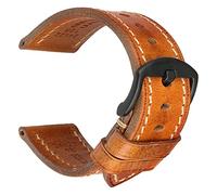 REZERO Handgefertigtes Echtleder-Uhrenarmband, Pflanzengegerbtes Leder, Ölgewachste Ersatzarmbänder 18mm 19mm 20mm 21mm 22mm 23mm 24mm 26mm für Herren, Damen