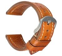 REZERO Handgefertigtes Echtleder-Uhrenarmband, Pflanzengegerbtes Leder, Ölgewachste Ersatzarmbänder 18mm 19mm 20mm 21mm 22mm 23mm 24mm 26mm für Herren, Damen