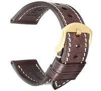 REZERO Handgefertigtes Echtleder-Uhrenarmband, Pflanzengegerbtes Leder, Ölgewachste Ersatzarmbänder 18mm 19mm 20mm 21mm 22mm 23mm 24mm 26mm für Herren, Damen