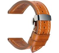 REZERO Handgefertigtes Echtleder-Uhrenarmband, Pflanzengegerbtes Leder, Ölgewachste Ersatzarmbänder 18mm 19mm 20mm 21mm 22mm 23mm 24mm 26mm für Herren, Damen