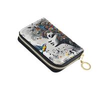 RFID-Kreditkartenetui, abstrakte Frau, Musiknoten für Frauen, Vogel-Blume, Leder, Reißverschluss, Kartenetui, Akkordeon-Geldbörse für Damen, Geschenk